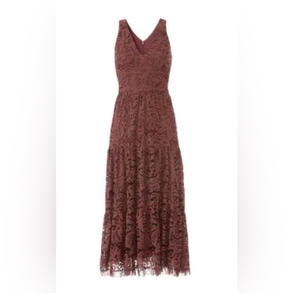 Dress The Population Madelyn Midi Sleeveless Dress Burgundy & Gold Threads XS - Picture 4 of 11